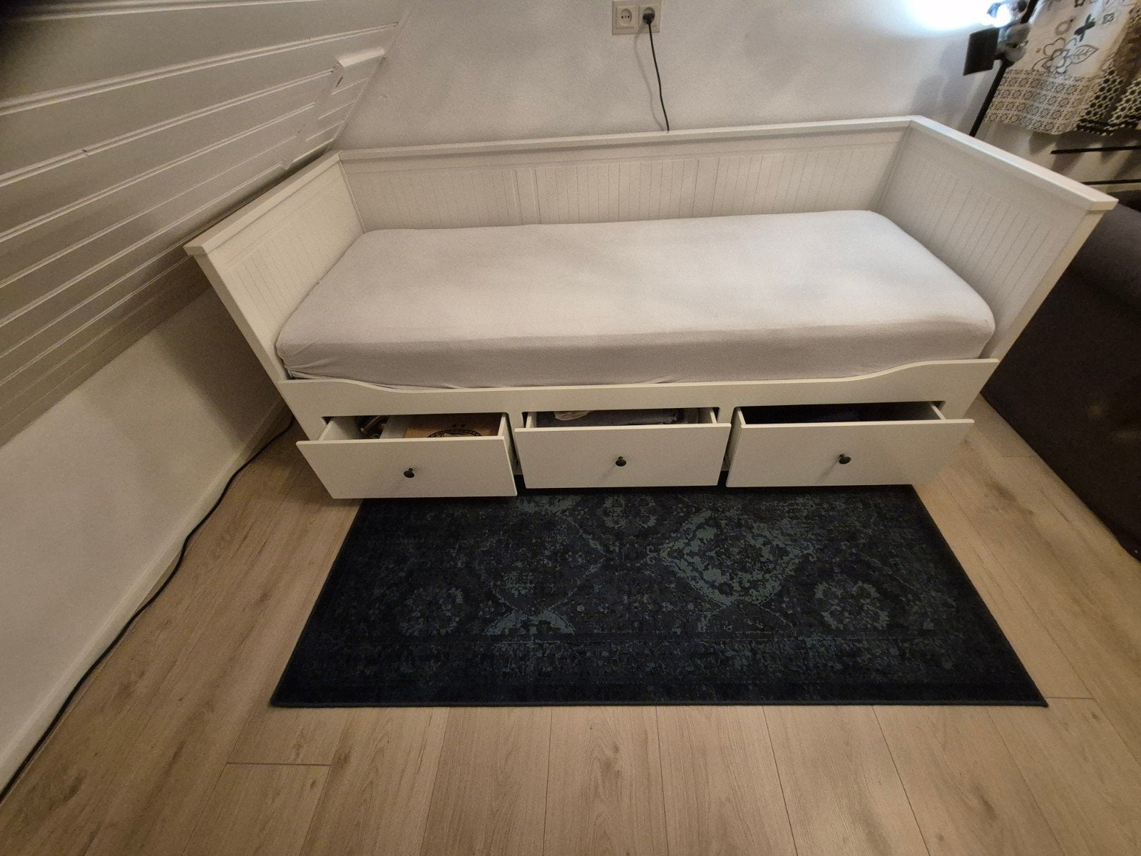 IKEA Hemnes bedbank met 3 lades en uitschuifbaar bed, Ophalen, Gebruikt, Modern, Scandinavisch, Wit