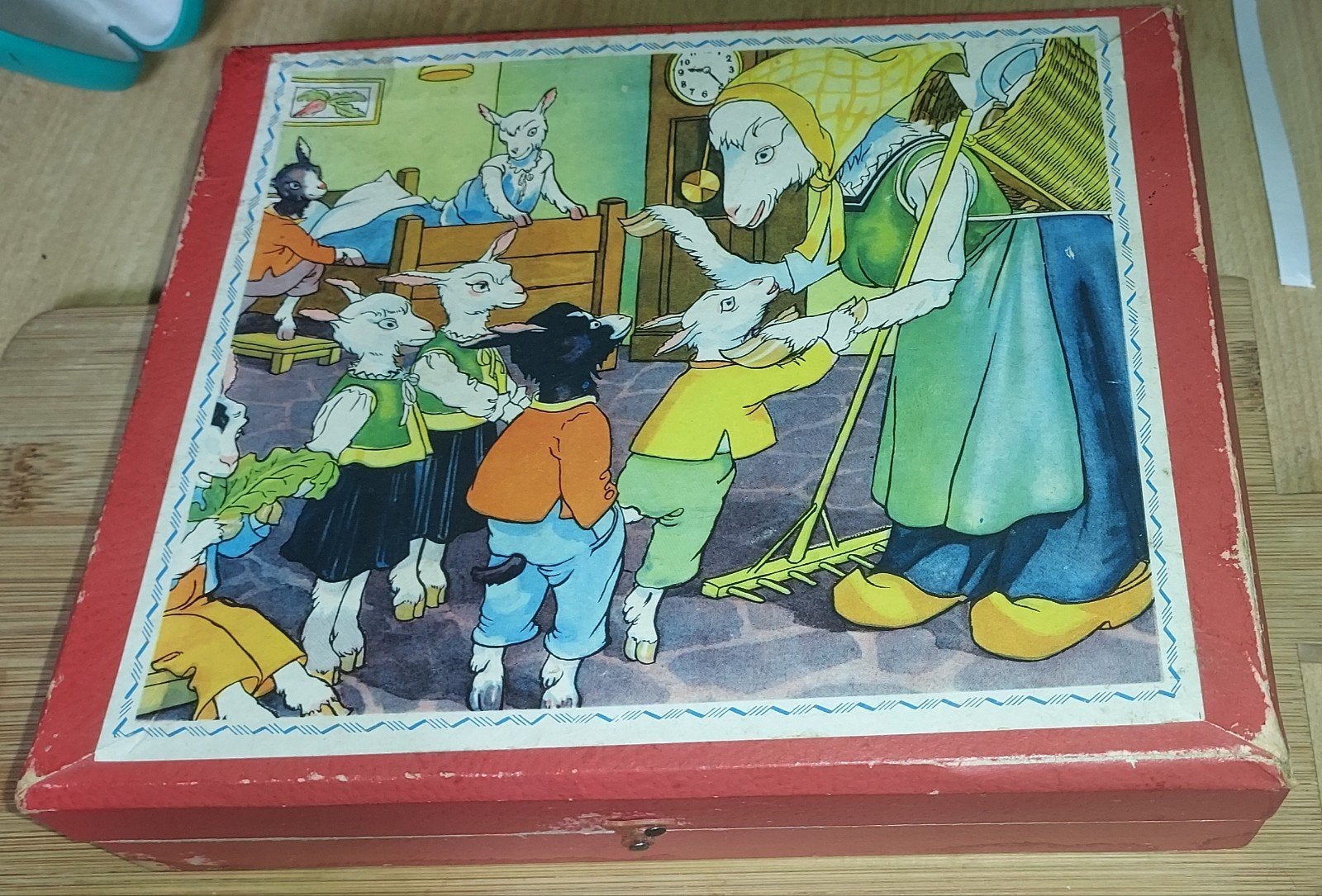 Vintage Houten Blokkenpuzzel Sprookjes (Jaren 70)  6 Puzzels, Ophalen of Verzenden, 10 tot 50 stukjes, Gebruikt