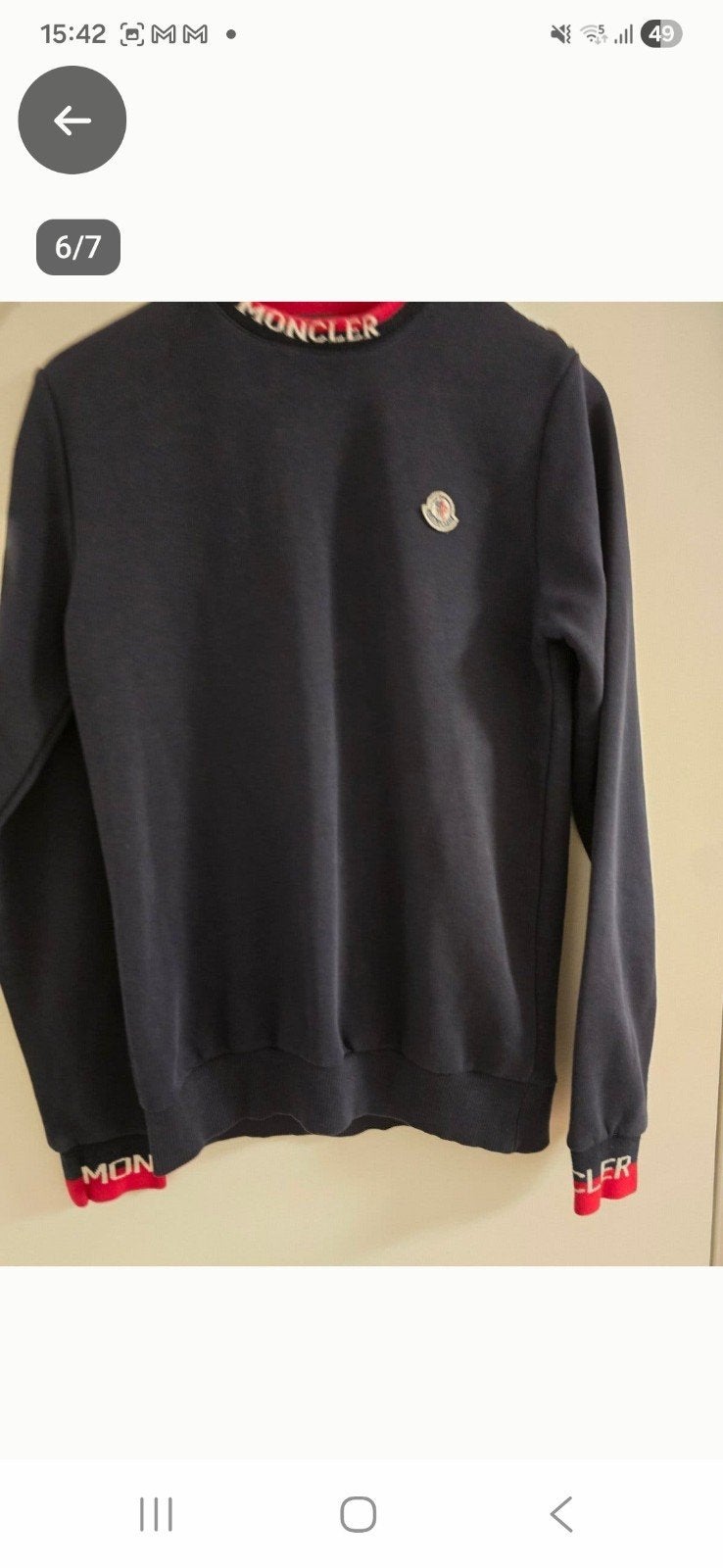Moncler Trui Donkerblauw met Rood Detail - Maat m, Moncler, Blauw, Ophalen of Verzenden, Zo goed als nieuw