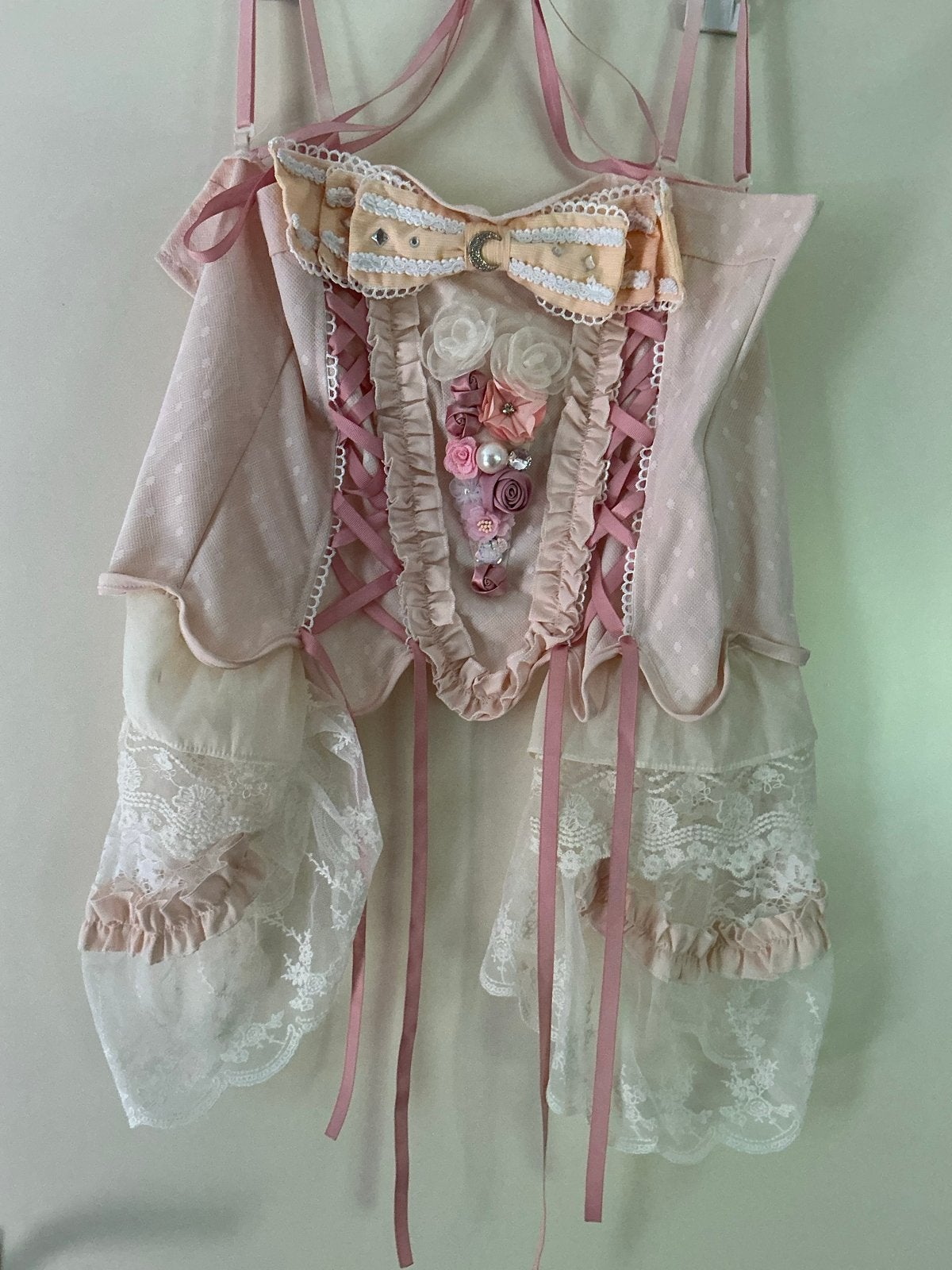 Roze Corset met Kant en Bloemen maat S xs kan ook, Ophalen of Verzenden, Roze, Body of Korset