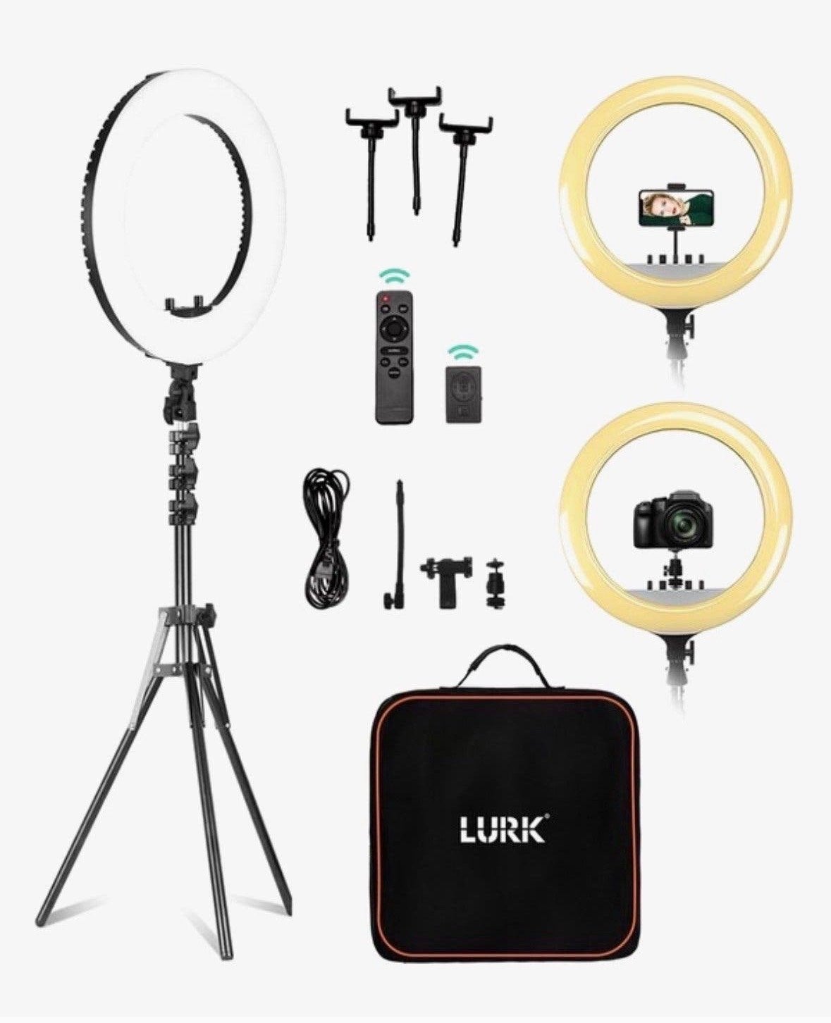 LURK Ringlamp Set met Statief en Afstandsbediening, Lamp of Flitsset, Dimbaar, Ophalen of Verzenden, Zo goed als nieuw