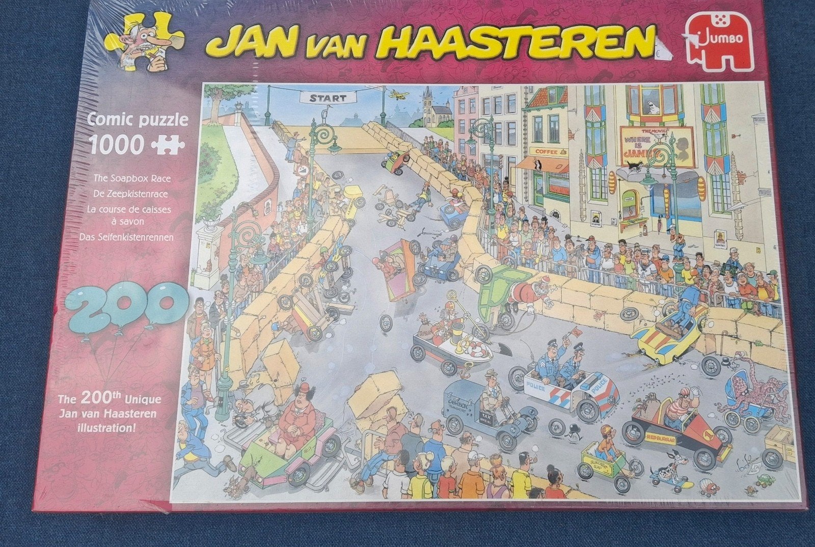 Jan van Haasteren Puzzel de zeepkistenrace 1000st #NIEUW#, Ophalen of Verzenden, 500 t/m 1500 stukjes, Nieuw