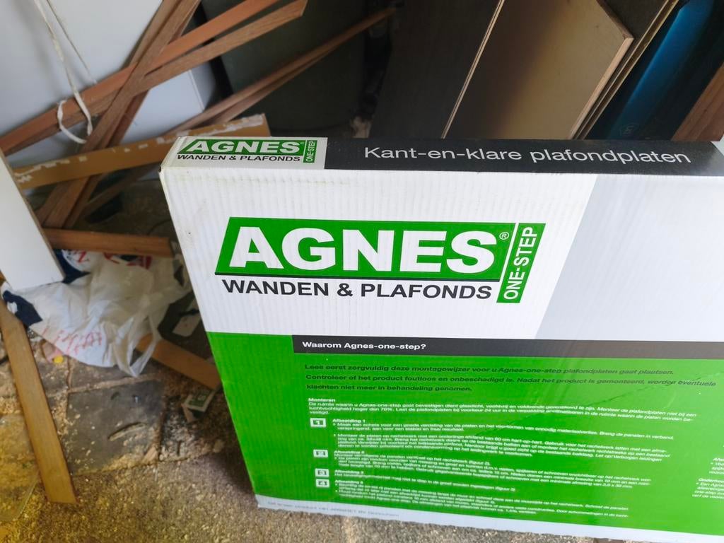 2 nieuwe Agnes plafondplaten Wit Linnen 620x1220, Ophalen