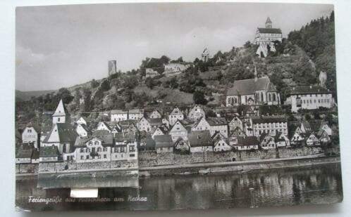Hirschhorn am Neckar met uitvouwbaar foto-trapje, Ophalen of Verzenden, Gelopen, Duitsland