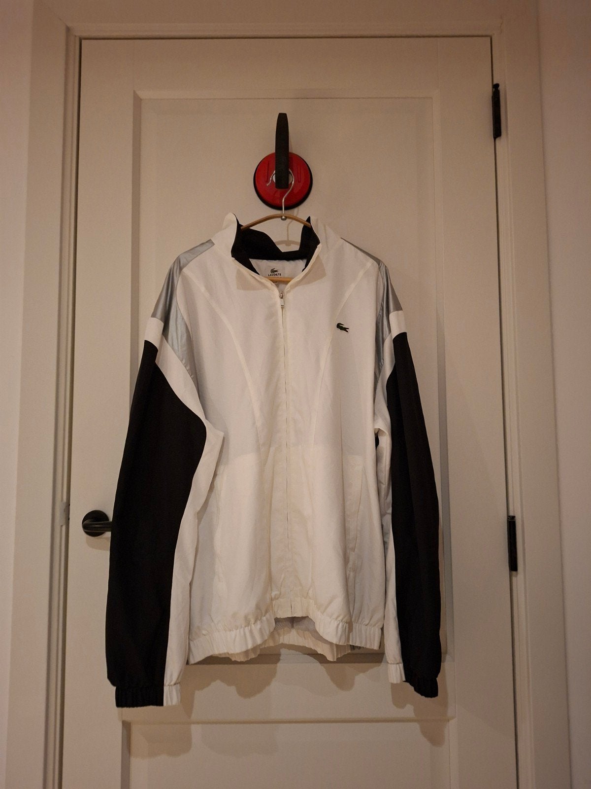 Lacoste Vintage Sport Windjack Maat 6/192 (XL) - Wit, Zwart,, Verzenden, Wit, Lacoste Sport, Maat 56/58 (XL)
