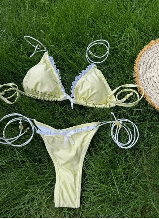 Sexy driehoekige bikini - String bikini met touwtjes, Ophalen of Verzenden, Nieuw, Bikini