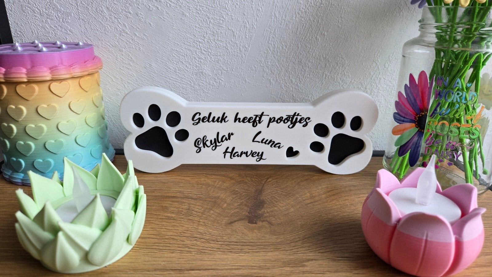 Leuke decoraratie bot met pootafdrukjes. Te personaliseren!, Ophalen of Verzenden, Nieuw, Kunststof