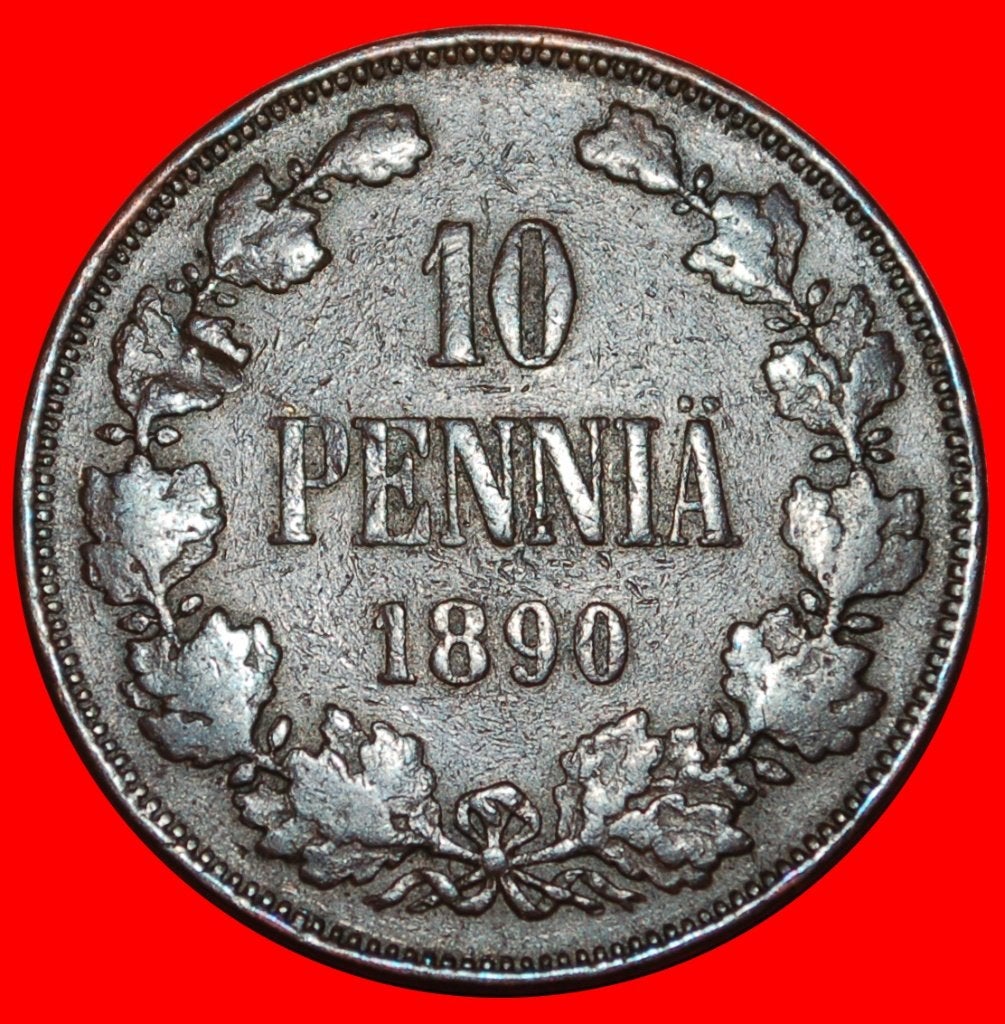 Ⰺ TYPE 1889-1891: FINLAND (russia, USSR) 10 PENCE 1890 RARE!, Ophalen of Verzenden, Rusland, Losse munt