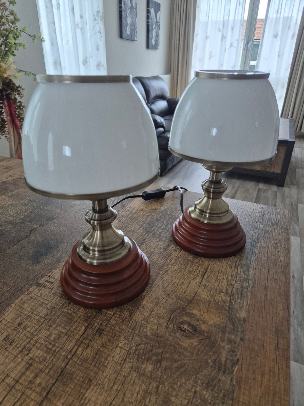 Set van 2 Klassieke Tafellampen - 30cm Hoog, Huis en Inrichting, Ophalen, Gebruikt, Glas, Klassiek