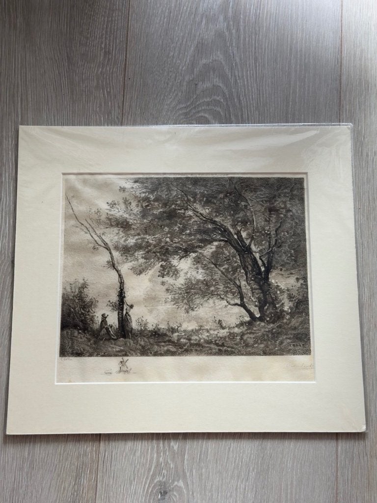 Prachtige Antieke Ets J.B.C. Corot door Paul Collin 1891, Ophalen of Verzenden