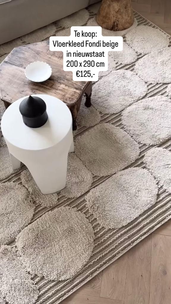 Vloerkleed Fondi Trendcarpet 200x290 cm - Nieuwstaat, Ophalen, Beige, Zo goed als nieuw, 200 cm of meer