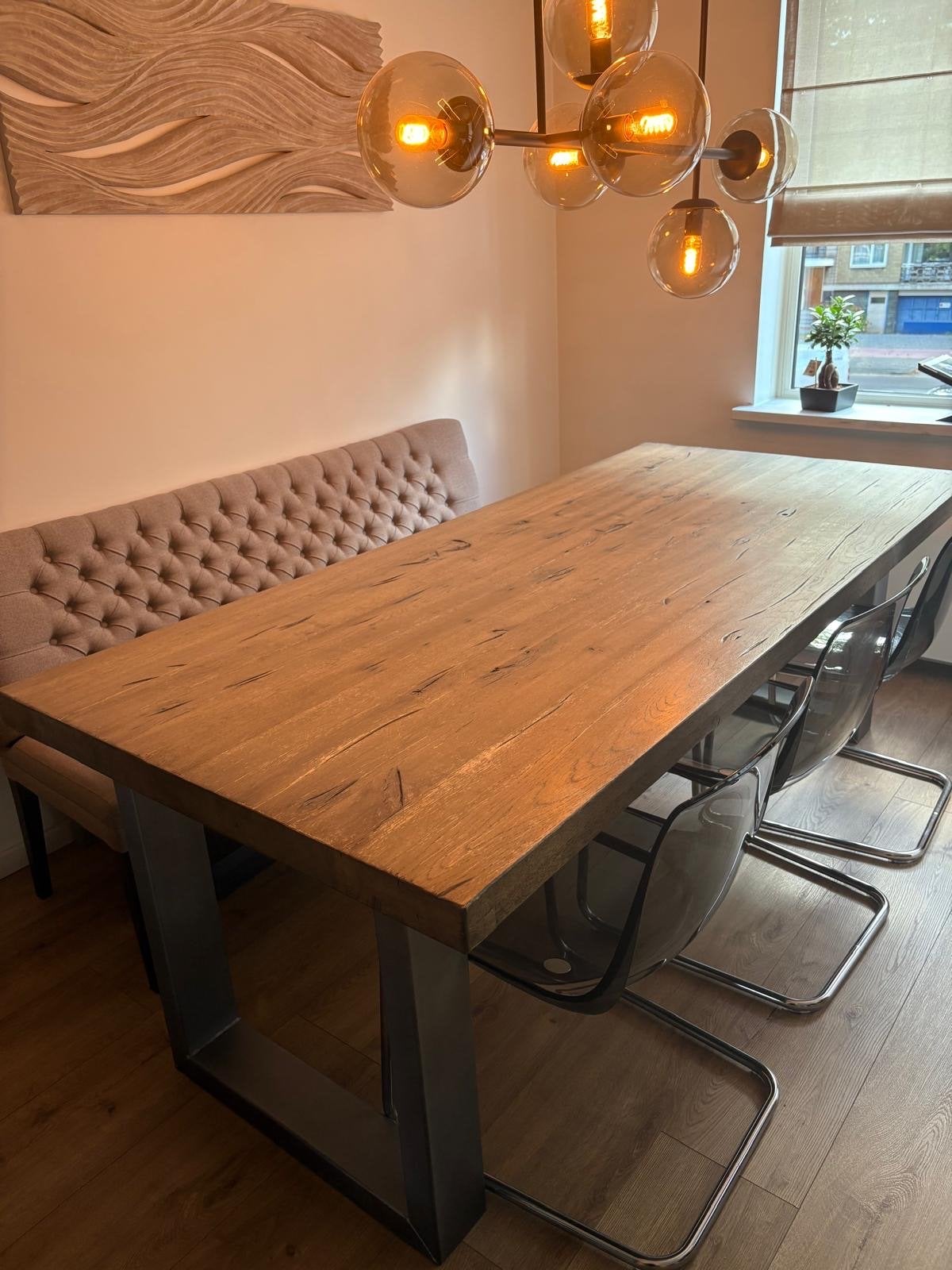 Goossens eettafel 220x100 cm voor 6 personen, Ophalen, Gebruikt, 200 cm of meer, 50 tot 100 cm