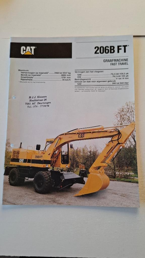 Caterpillar 206bft graafmachinefolder, Boeken, Ophalen of Verzenden, Gelezen