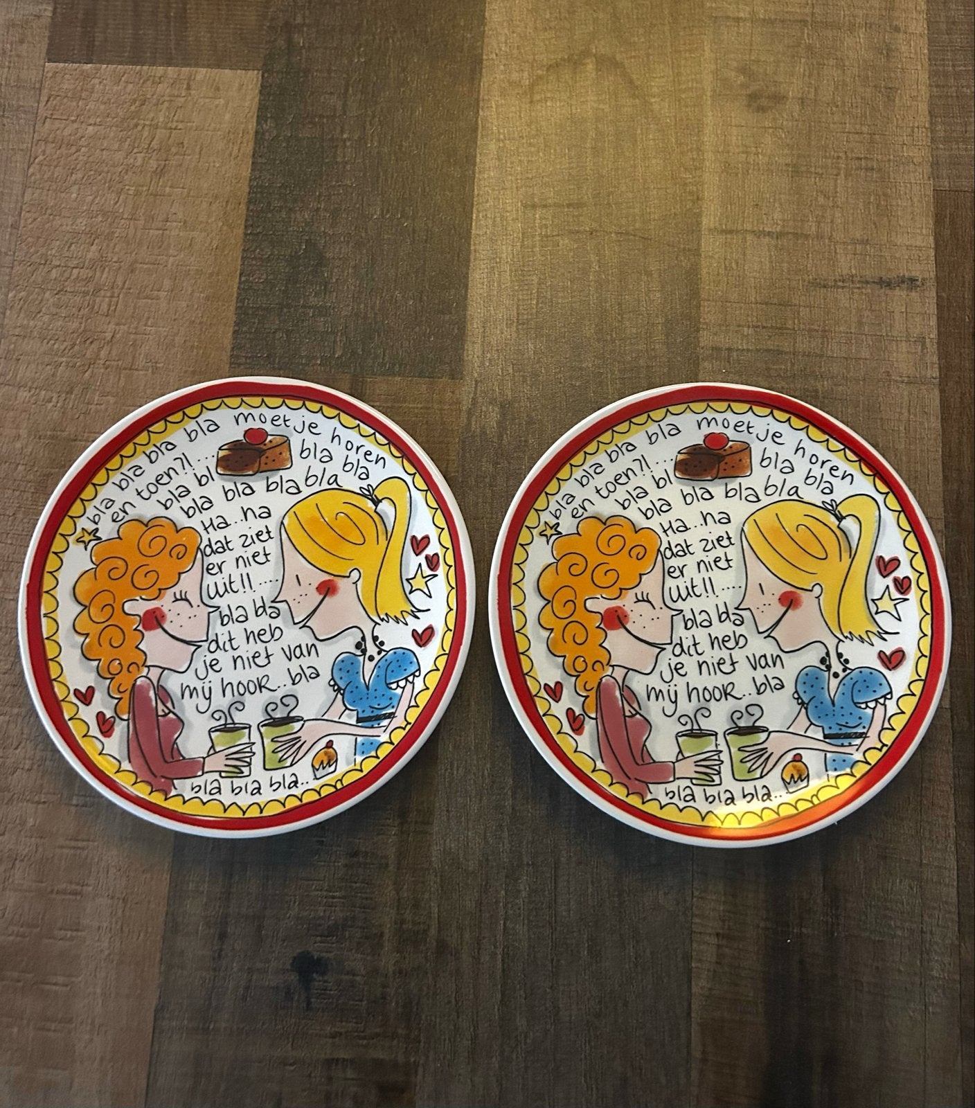 Blond Amsterdam bordjes 'Even Bijkletsen' - 18 cm, Ophalen, Blond Amsterdam, Zo goed als nieuw, Bord(en)