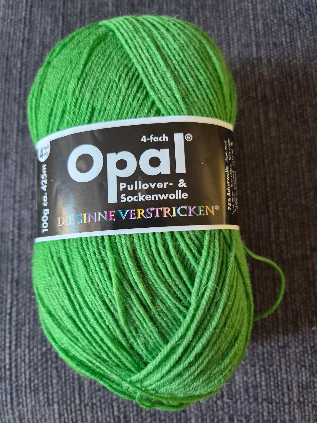 Opal 4-fach Sokkenwol Grasgroen - 75% Scheerwol, Hobby en Vrije tijd, Ophalen of Verzenden, Nieuw, Breien of Haken, Wol of Garen