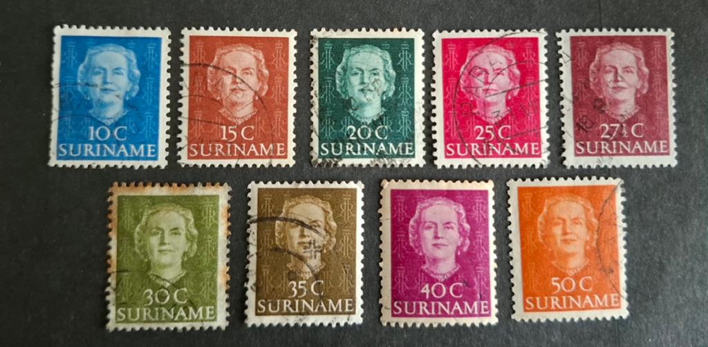 Suriname 1951 285-293 Koningin Juliana, Ophalen of Verzenden, Gestempeld