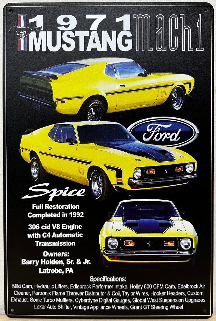 Ford Mustang Mach 1 reclamebord van metaal wandbord deco
