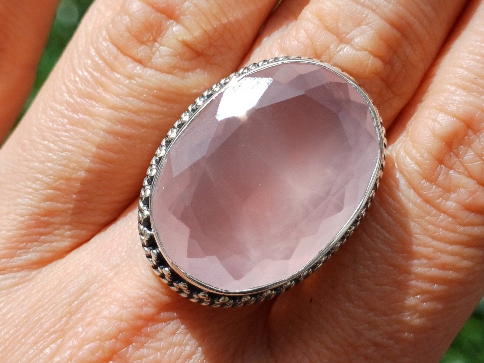Vanoli Opmerkelijke 925 zilveren ring rozenkwarts maat 19,75, Daiva1973@hotmail.com, Vanoli, 19 tot 20, Amsterdam