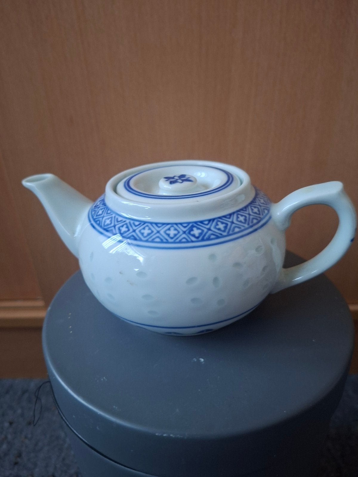 Vintage Chinese Porseleinen Theepot - Blauw en Wit, Antiek en Kunst, Ophalen of Verzenden