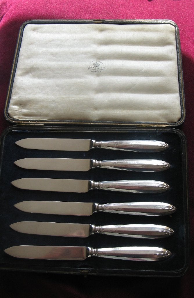 Zilveren fruitmessen. Mappin & Webb- Sterling 925., Verzenden