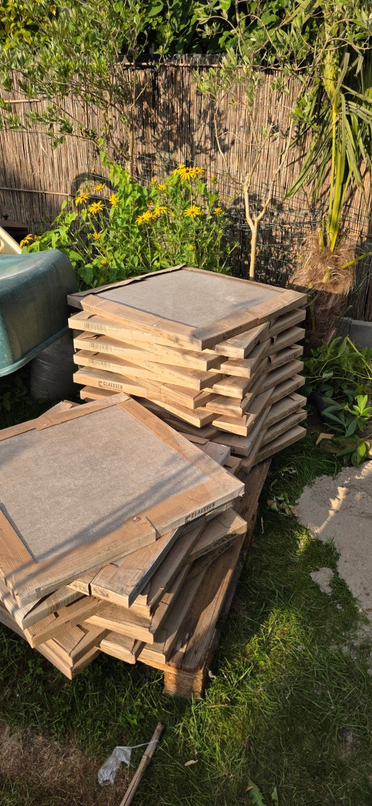 10m2 Nieuwe Keramische terrastegels 60x60x3cm, Ophalen, 60 cm of meer, Gebruikt, 10 m² of meer