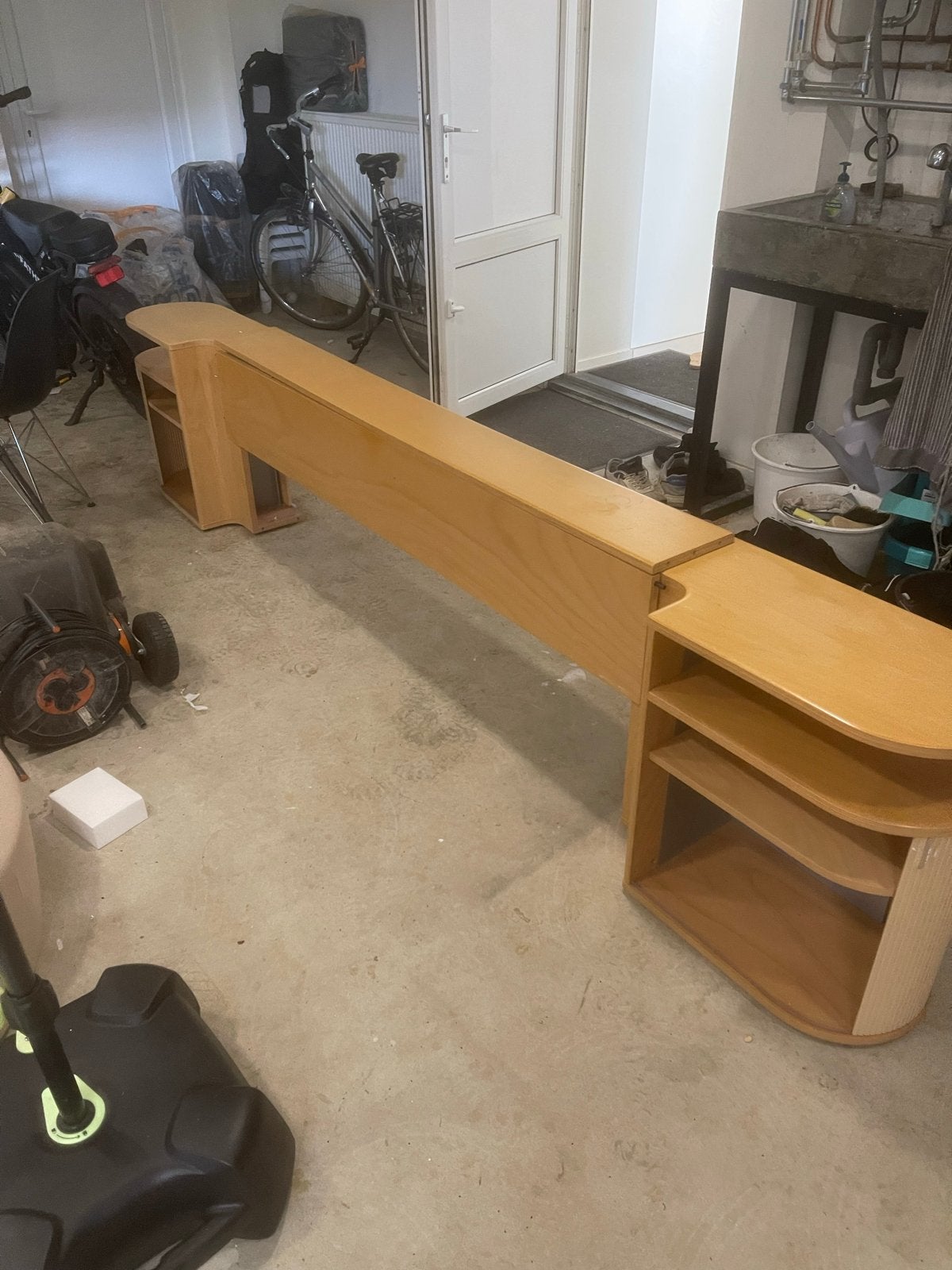 Auping Auronde achterwand met nachtkastjes 200 cm, Ophalen, Gebruikt, Bruin, Tweepersoons