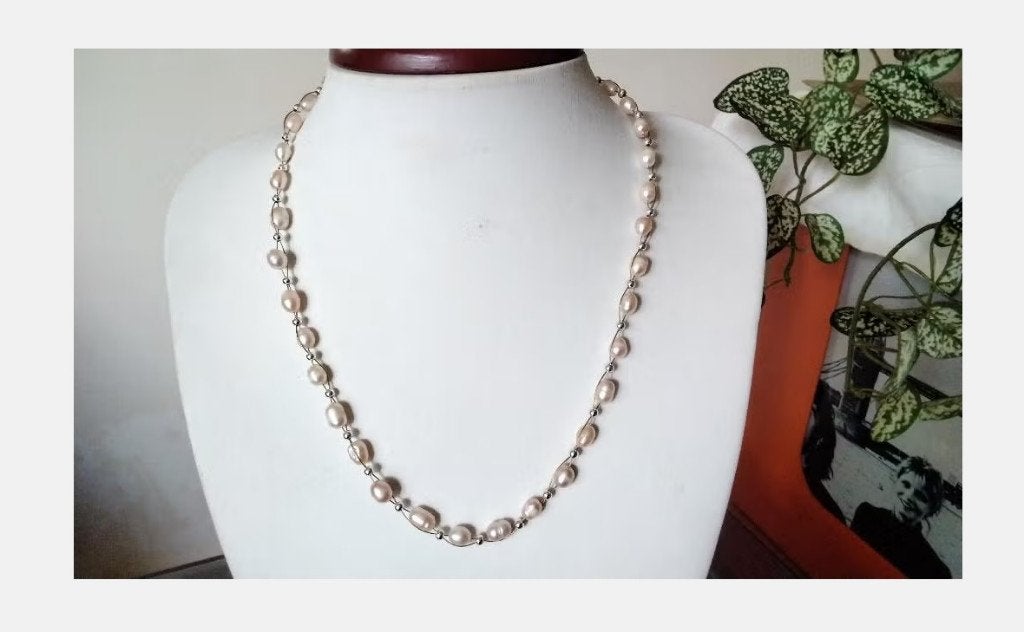 Nieuwe Parelketting Zilver w Antiek Zilveren Slot Markasiet, Overige kleuren, Nieuw, Ophalen of Verzenden, Steen of Mineraal