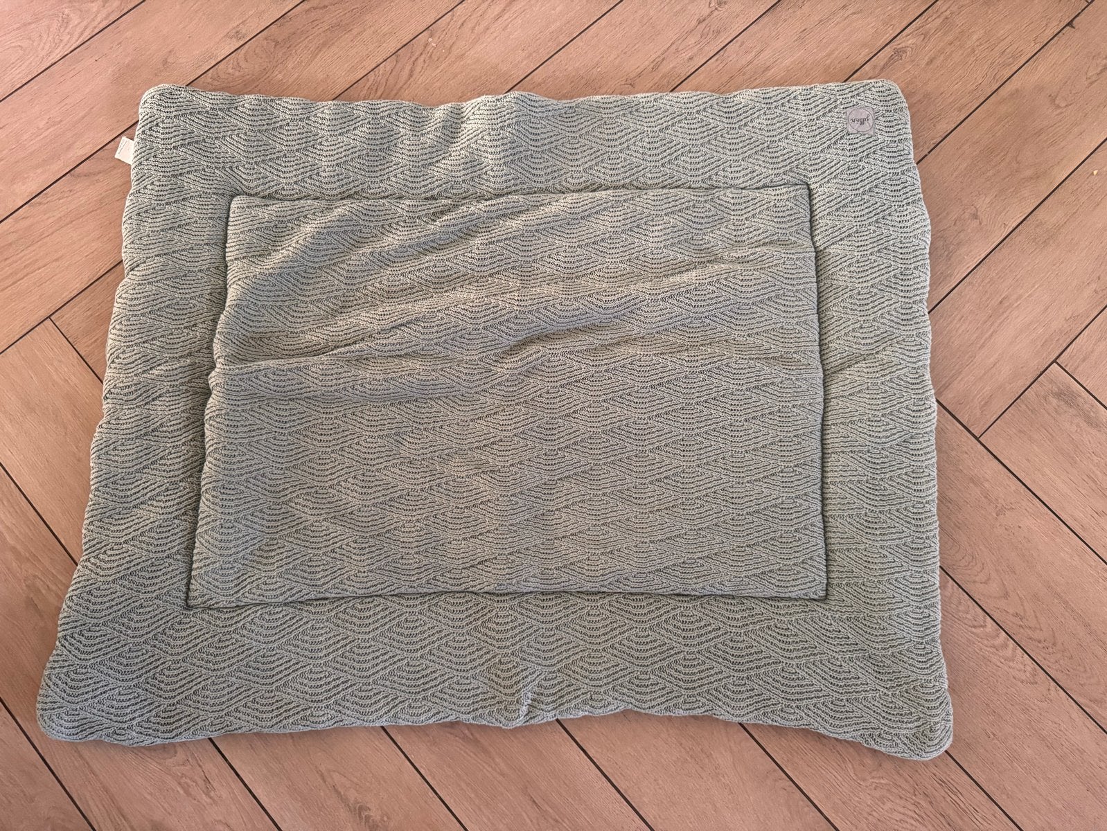 Jollein River Knit Boxkleed Ash Green 80x100, Groen, Overige typen, Jollein, Ophalen of Verzenden