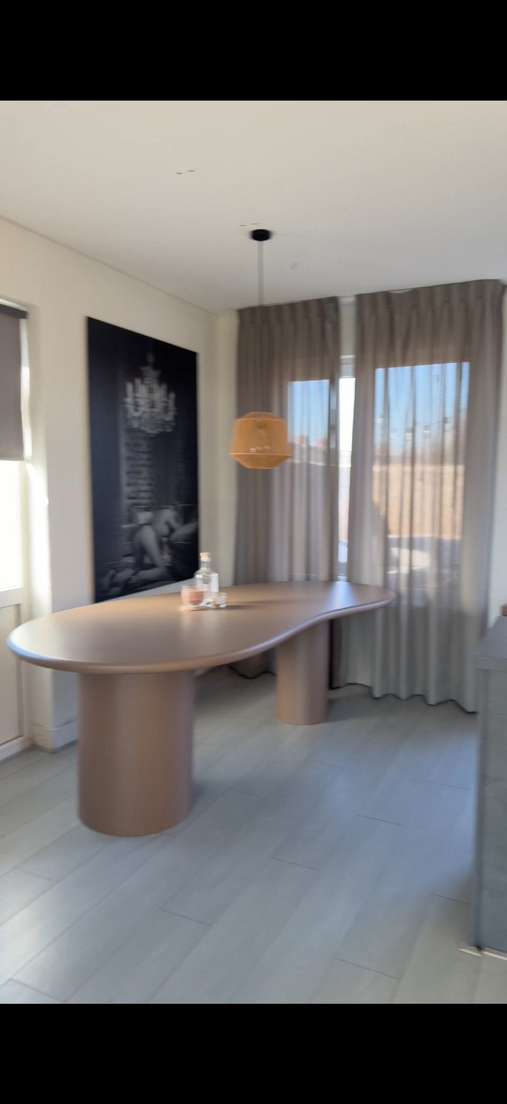 Organische eettafel 220x115 cm - Licht Kameelbruin, Ophalen, 100 tot 150 cm, 200 cm of meer, Zo goed als nieuw