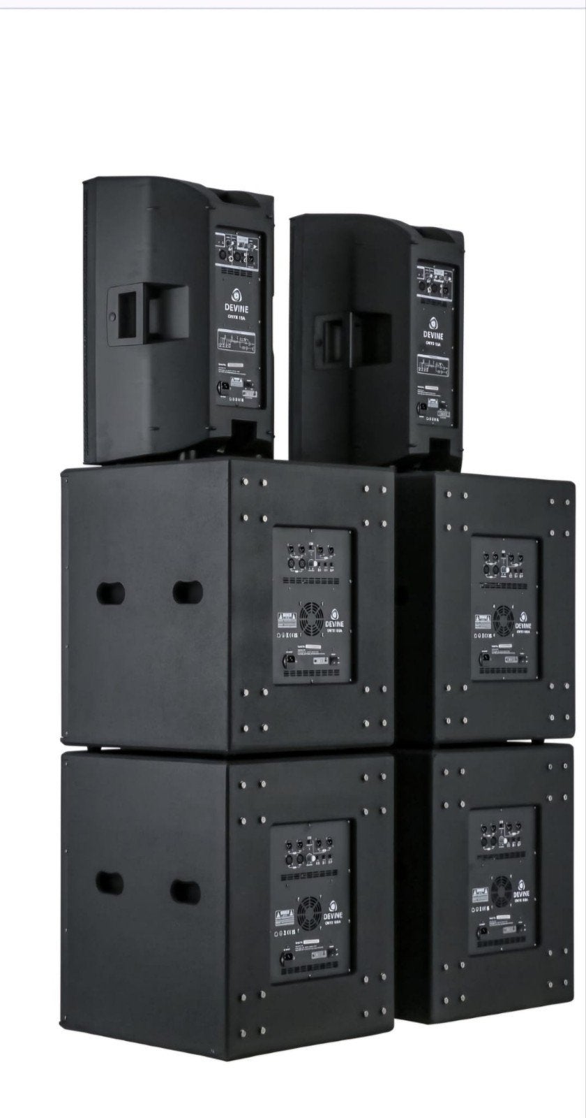Devine Onyx 15A en 18SA PA-set - Krachtig geluid, Audio, Tv en Foto, Luidsprekers, Gebruikt, Speakerset, Ophalen, 150 watt of meer