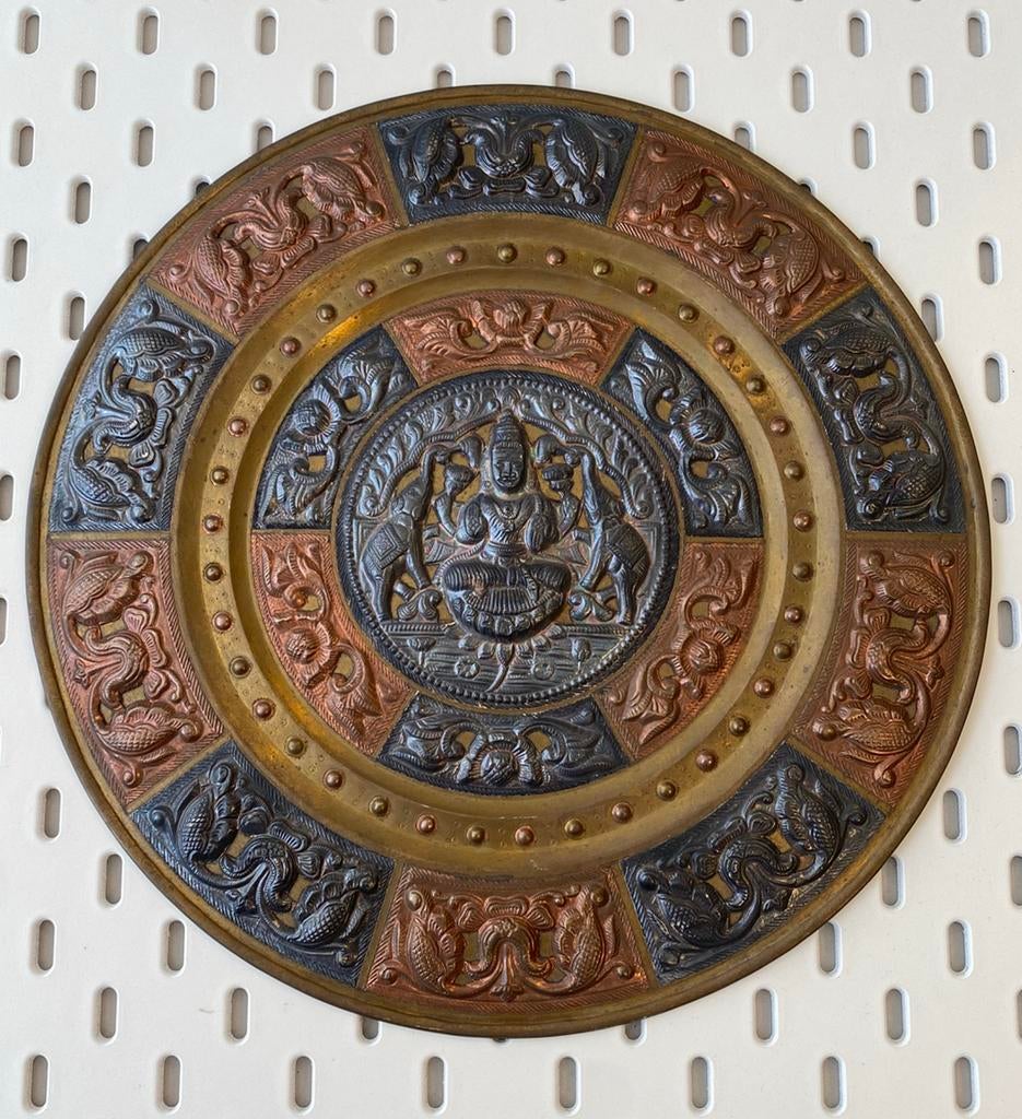 Vintage Indiase Tanjore Wandplaat (Tri-Metal) - 30cm, Ophalen of Verzenden