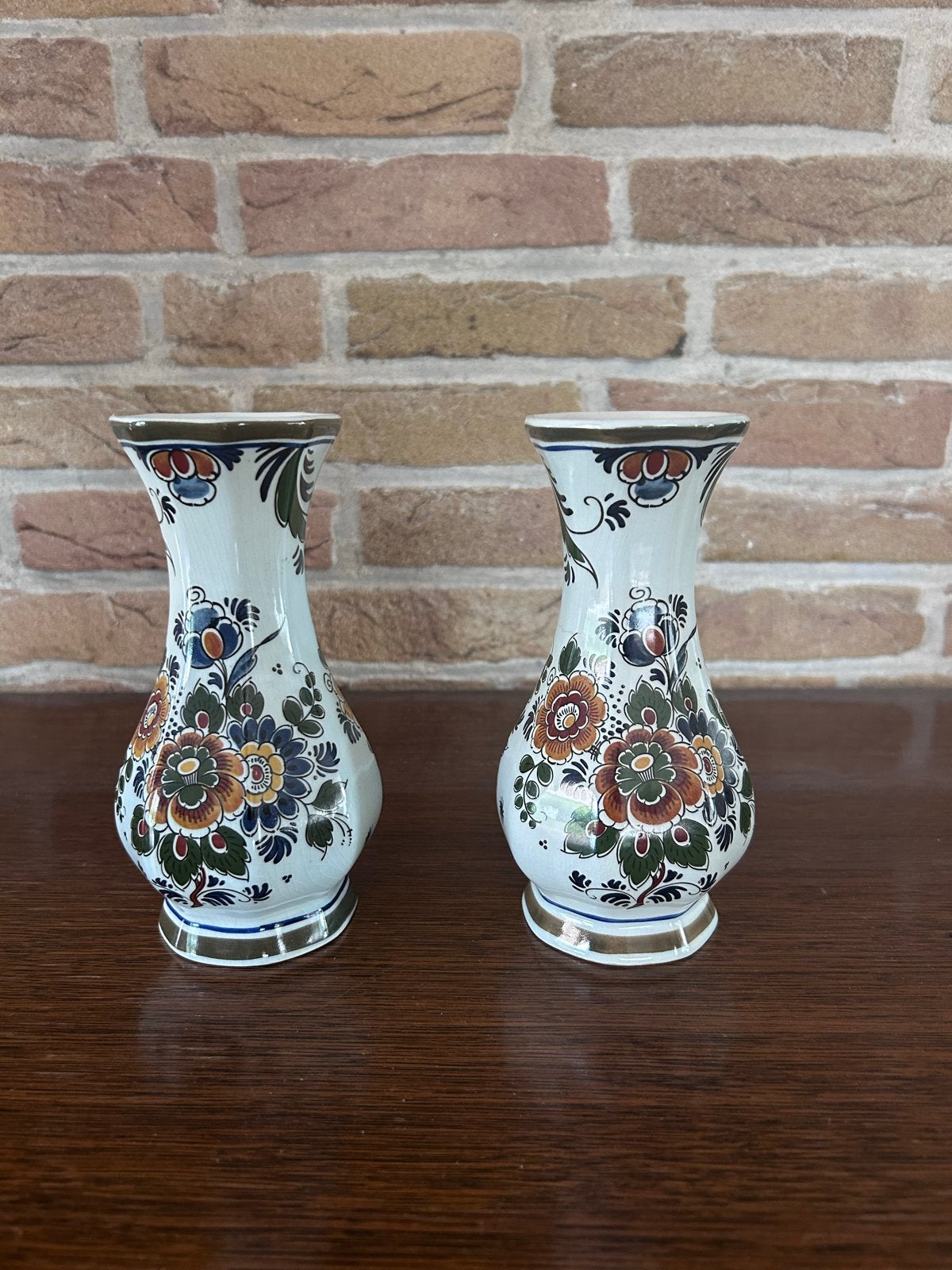 Set van 2 Delft polychroom Holland Handwerk vazen, Ophalen