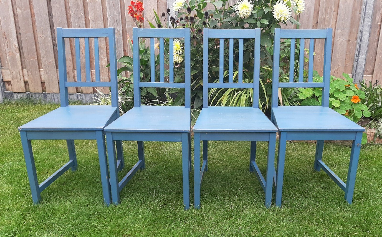 4 Ikea stoelen in Petrol blue / blauw, Ophalen, Gebruikt, Blauw, Twee
