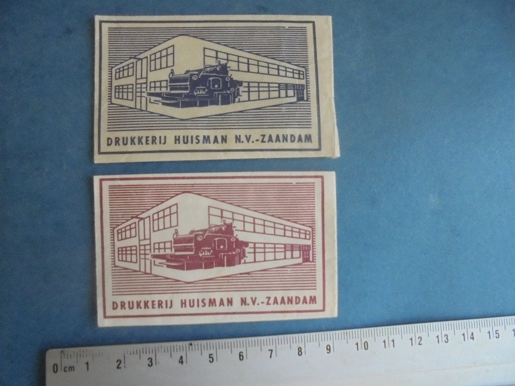 2 oude suikerzakjes Drukkerij Huisman NV in ZAANDAM, Ophalen of Verzenden, Nederland