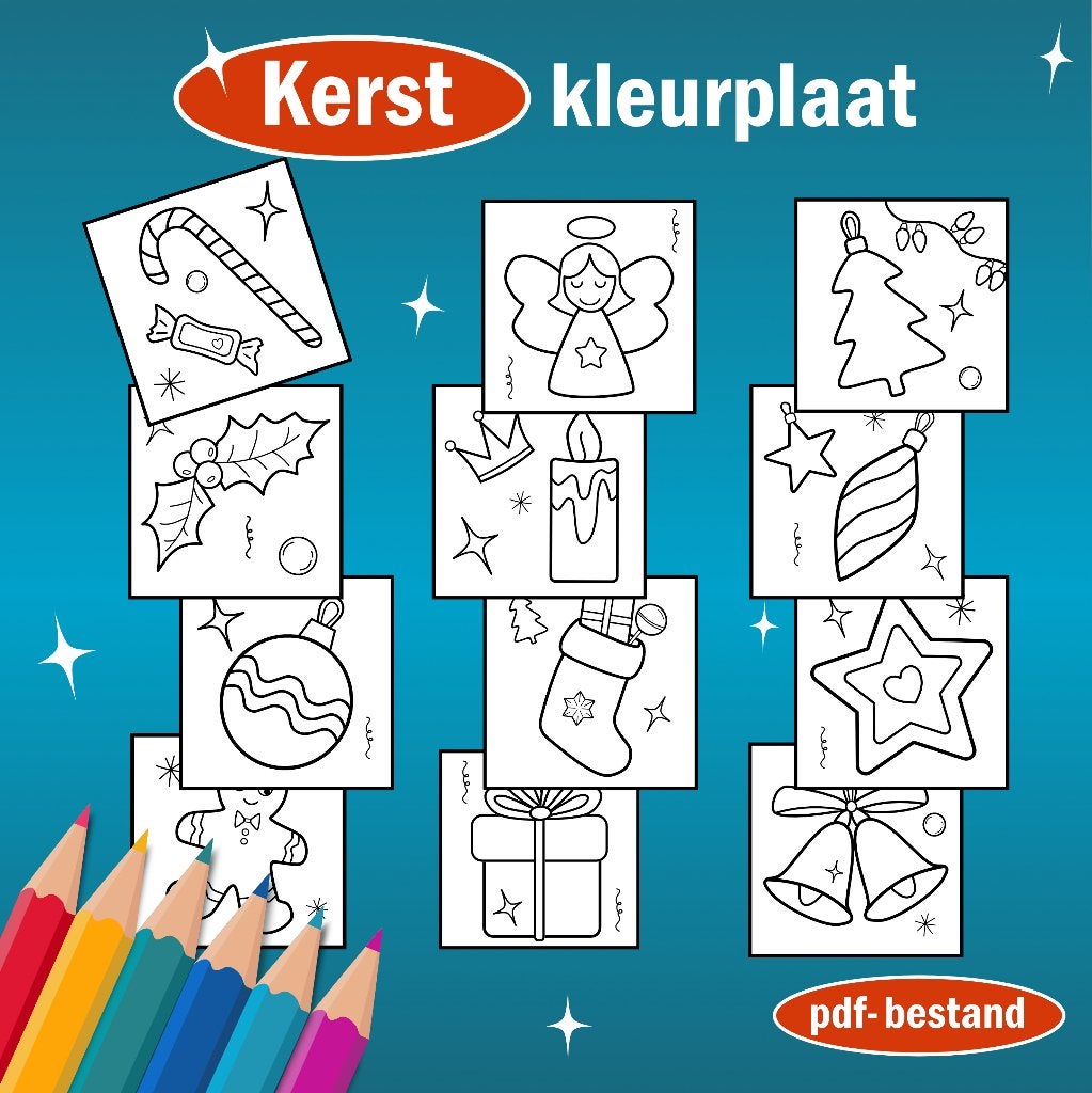 Kerstkleurplaat, knutselkaartjes en kersttafeldecoratie, Verzenden, Nieuw