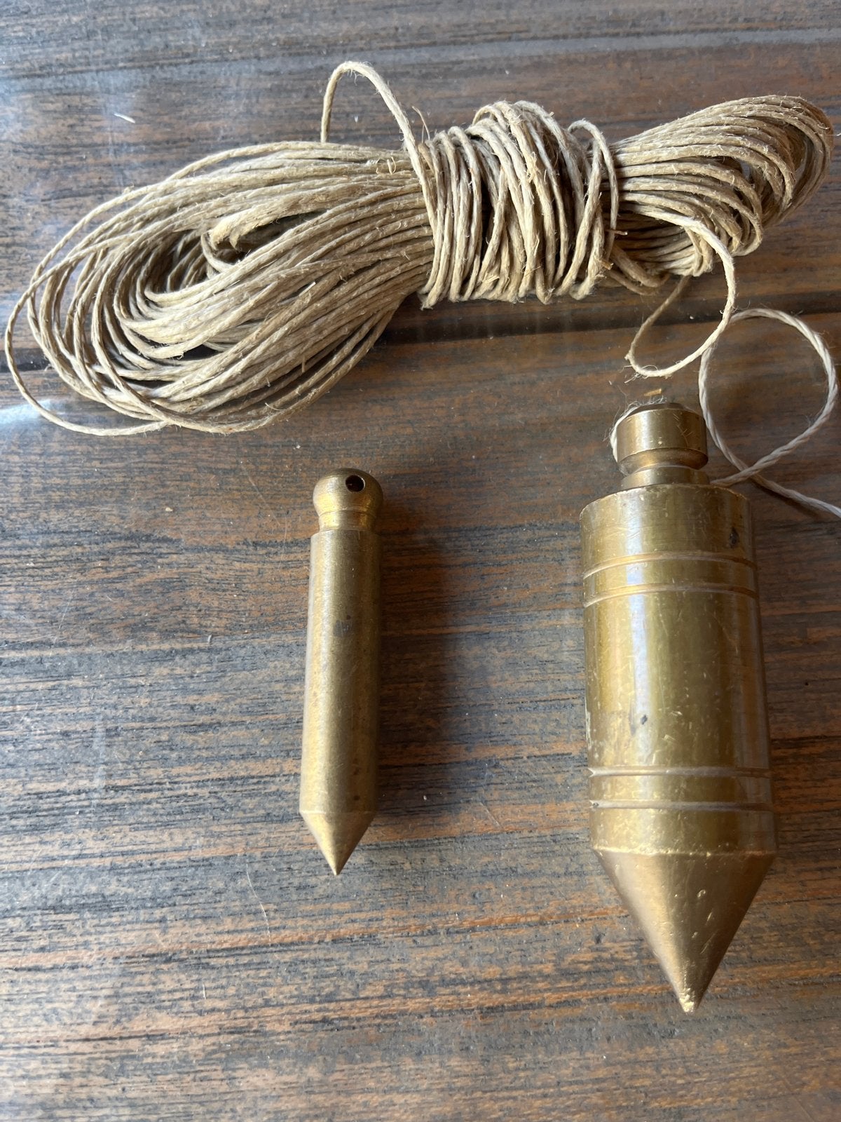 Schietlood messing 50g en 260g - Antiek meetgereedschap, Ophalen of Verzenden, Zo goed als nieuw