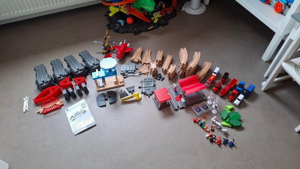 Houten treinbaan met uitbreiding, Kinderen en Baby's, Ophalen, Gebruikt, Rij- of Hobbelspeelgoed