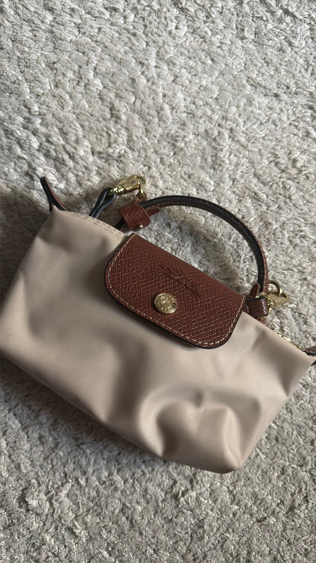 Beige longchamp tasje, Verzenden, Zo goed als nieuw, Beige, Schoudertasje