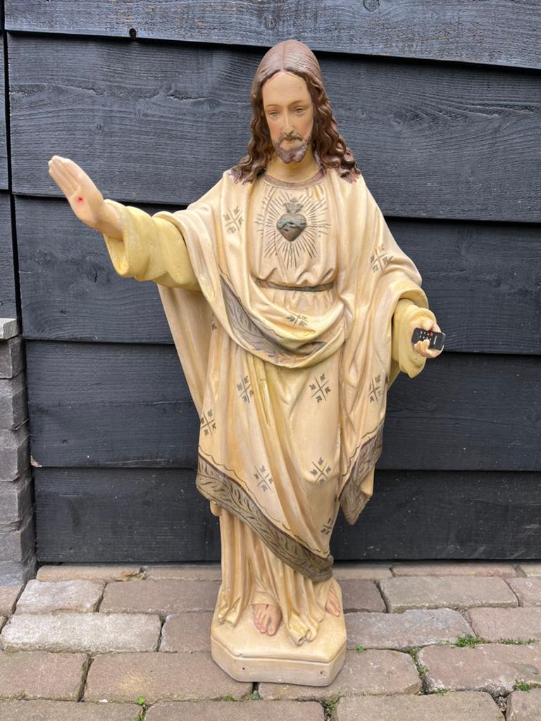 Jezus met mobiel - 70cm, Ophalen of Verzenden