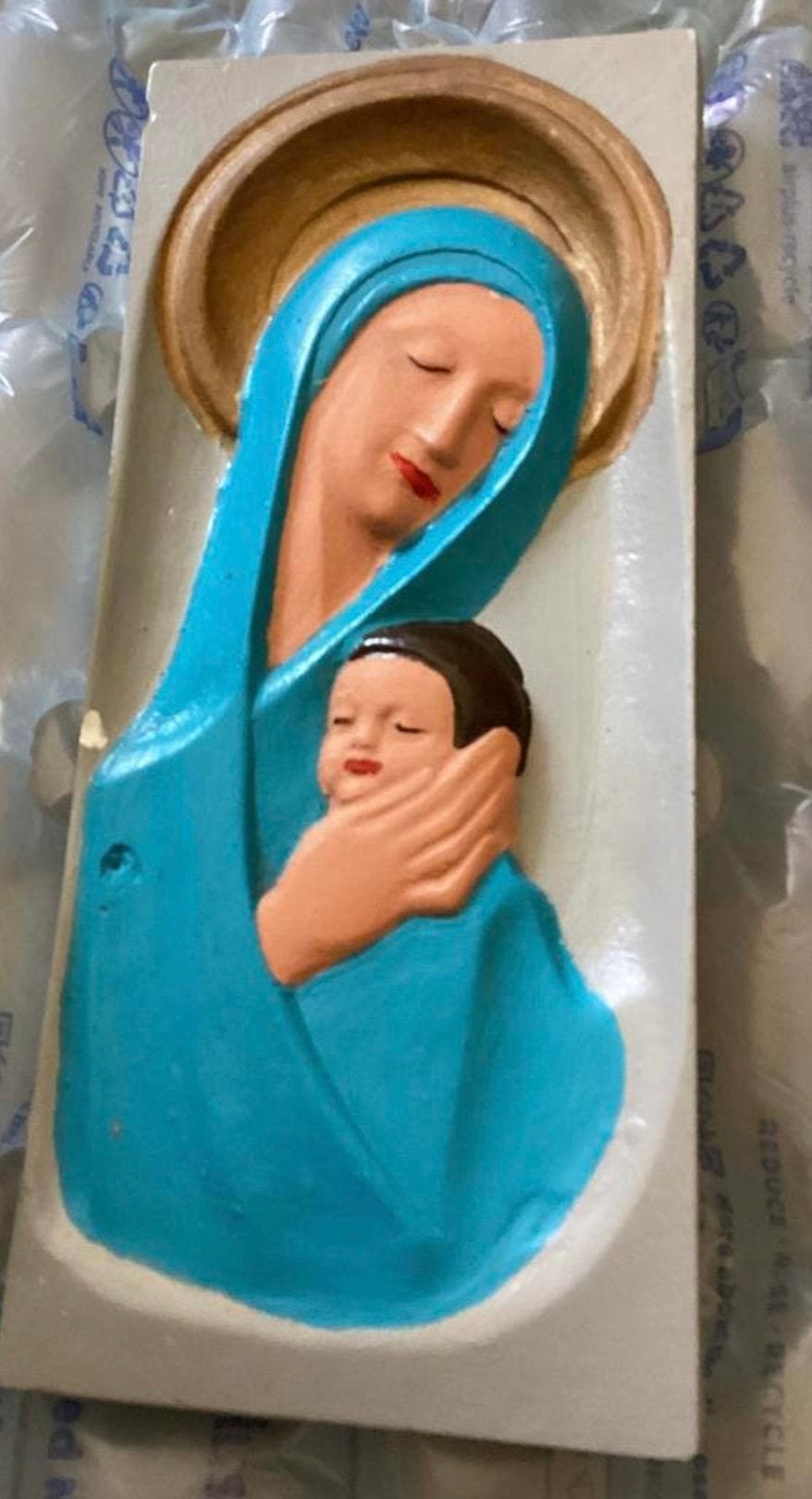 MARIA met HAAR ZOON ,MOOIE OUDE WANDHANGER !!!, Ophalen of Verzenden