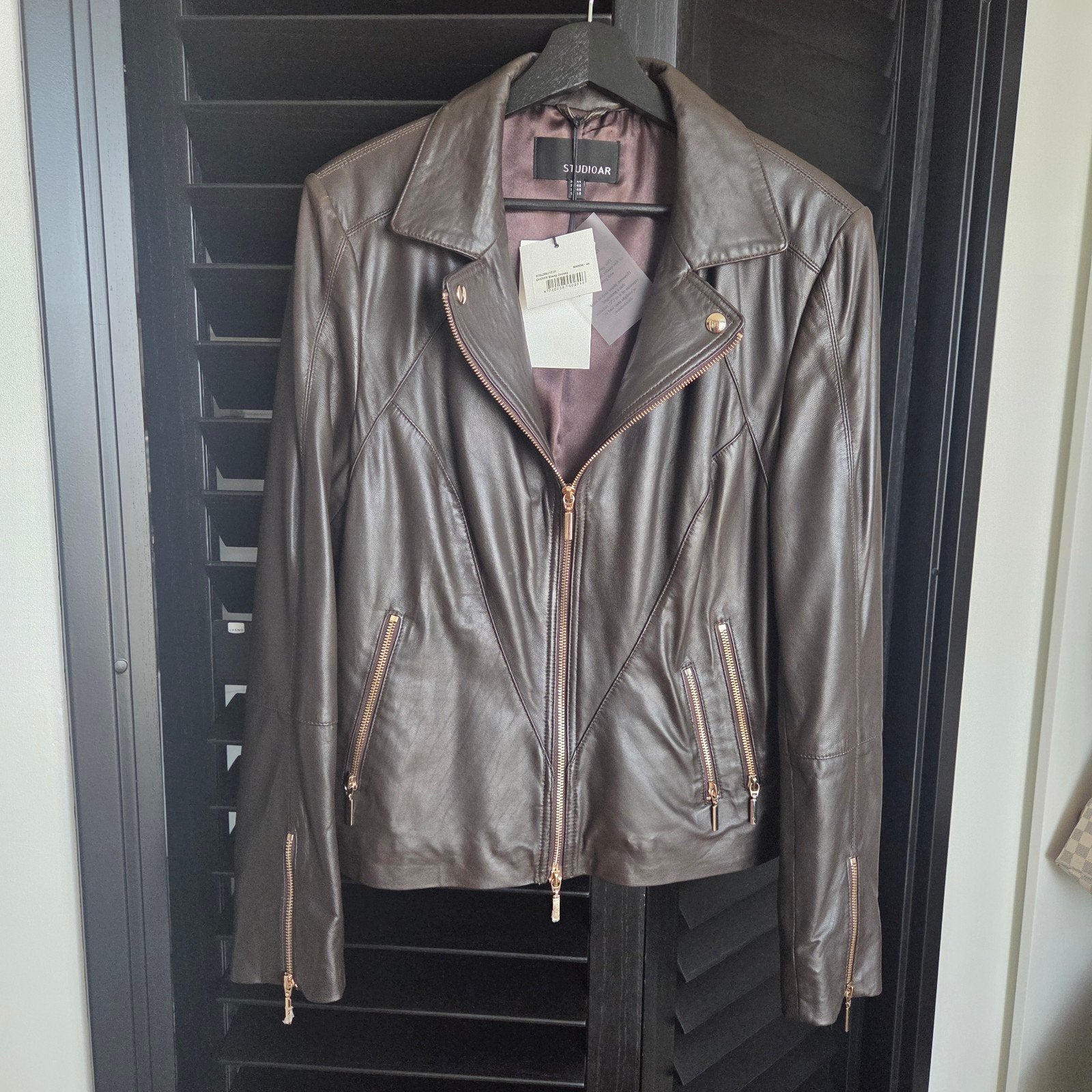 leren biker bruin StUDIOAR maat 44 nieuw, Bruin, Verzenden, Maat 42/44 (L), Nieuw