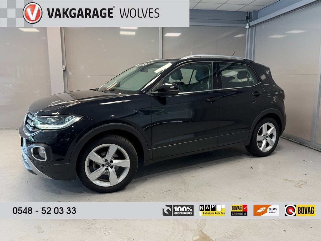 Volkswagen T-Cross 1.0 TSI Style AUTOMAAT | CAR PLAY | NAVI, Auto's, Volkswagen, T-Cross, Gebruikt, Leder en Stof, Zwart