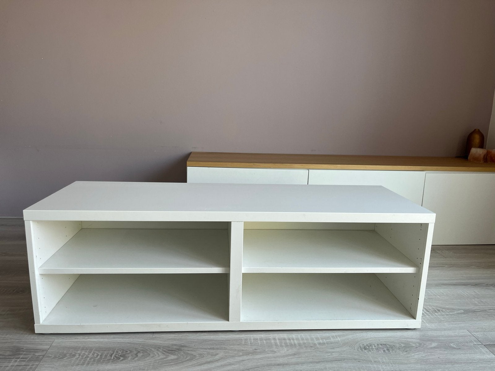 IKEA Besta TV-meubel met eikenhouten blad, Ophalen, 100 tot 150 cm, Eikenhout, Zo goed als nieuw