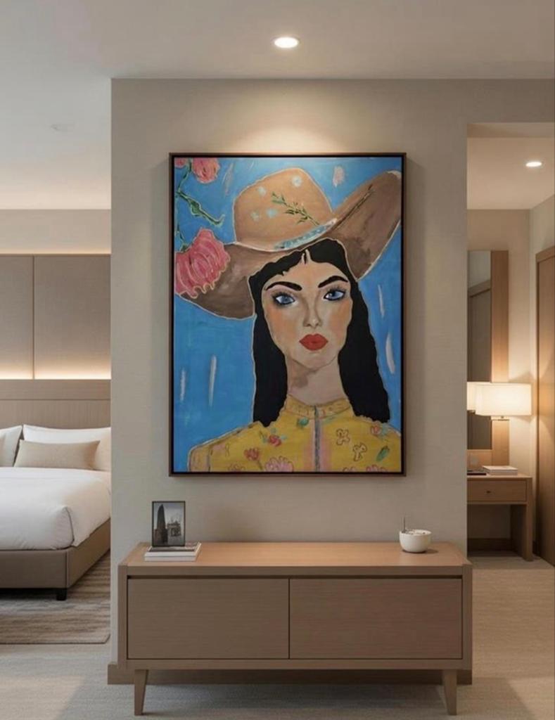 Schilderij 'Vrouw met Hoed' - Levendige Kunst, Ophalen of Verzenden