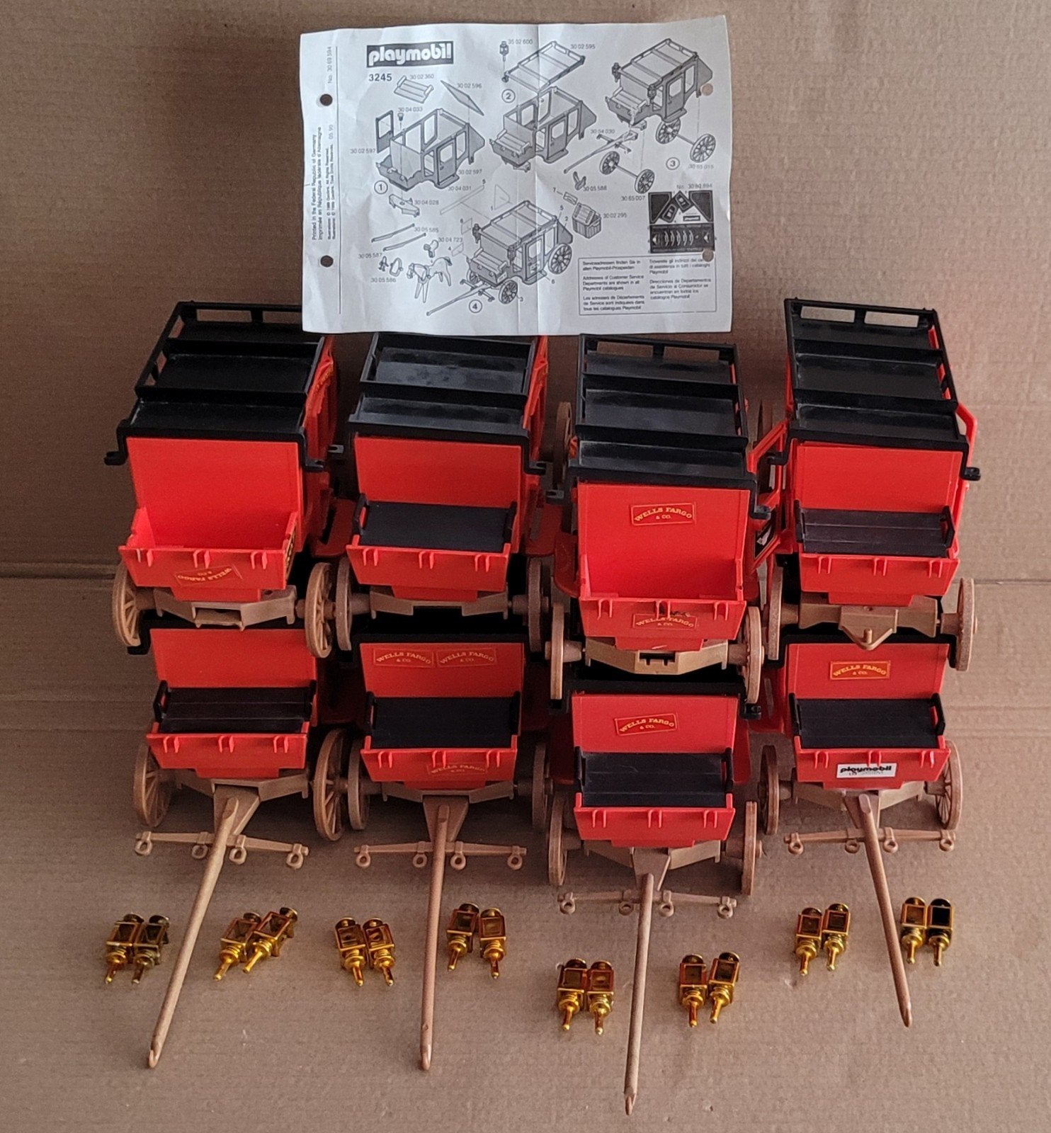 8 x oude rode playmobil postkoets 3245, Ophalen of Verzenden, Gebruikt