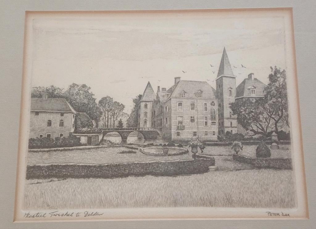 Peter Cox Ets Twickel Kasteel Slot Delden 1980, Antiek en Kunst, Ophalen of Verzenden