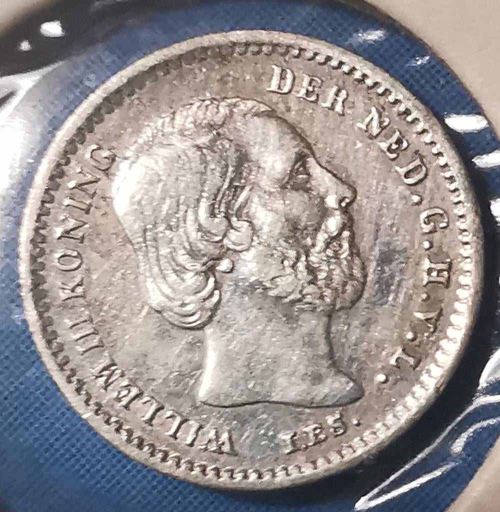 Koning willem iii 5 cent 1862, Ophalen, Koning Willem III, Zilver, Losse munt
