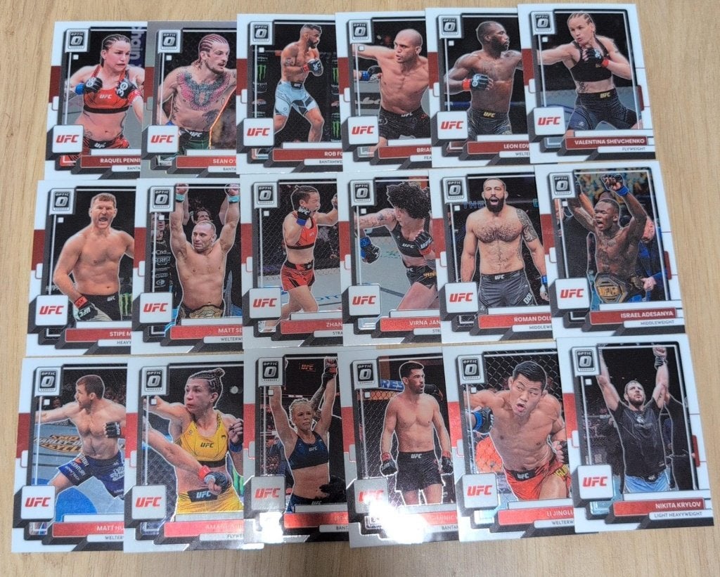 UFC Donruss Optic 2023 - lot van 18 kaarten, Ophalen of Verzenden, Zo goed als nieuw, Meerdere plaatjes