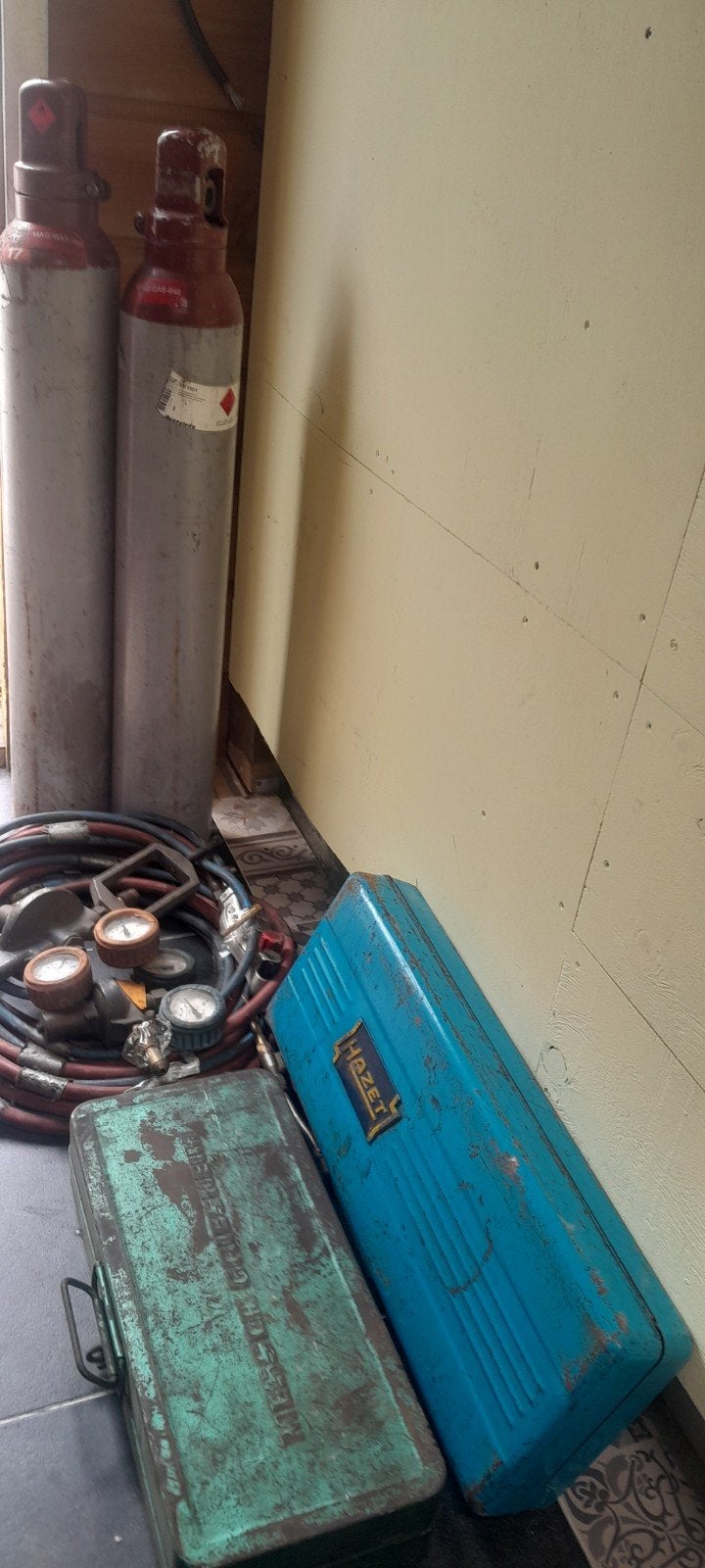Hard soldeer,brand snijder met gasflessen en toebehoren, Doe-het-zelf en Verbouw, Gereedschap | Lasapparaten, Ophalen, Gebruikt
