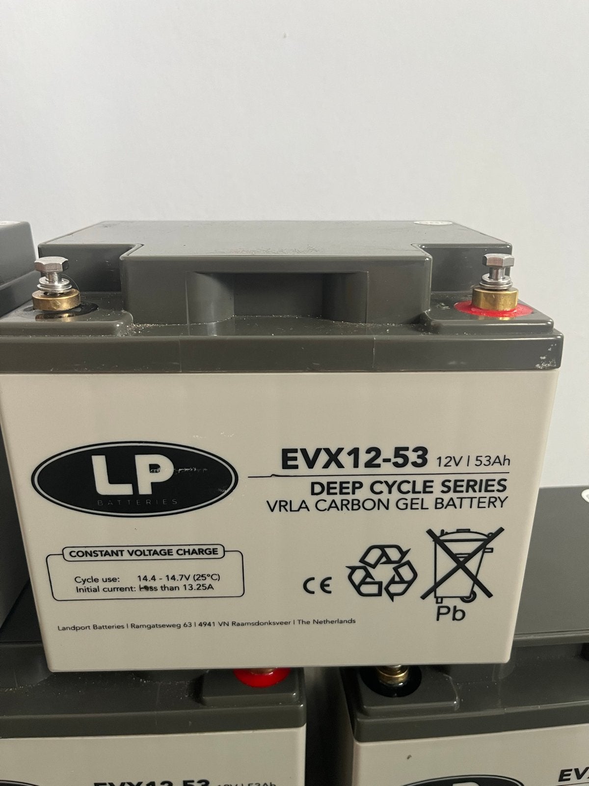 LP Batterijen EVX12-53 Deep Cycle Carbon Gel Accu 12V 53Ah, Gebruikt, Universele onderdelen